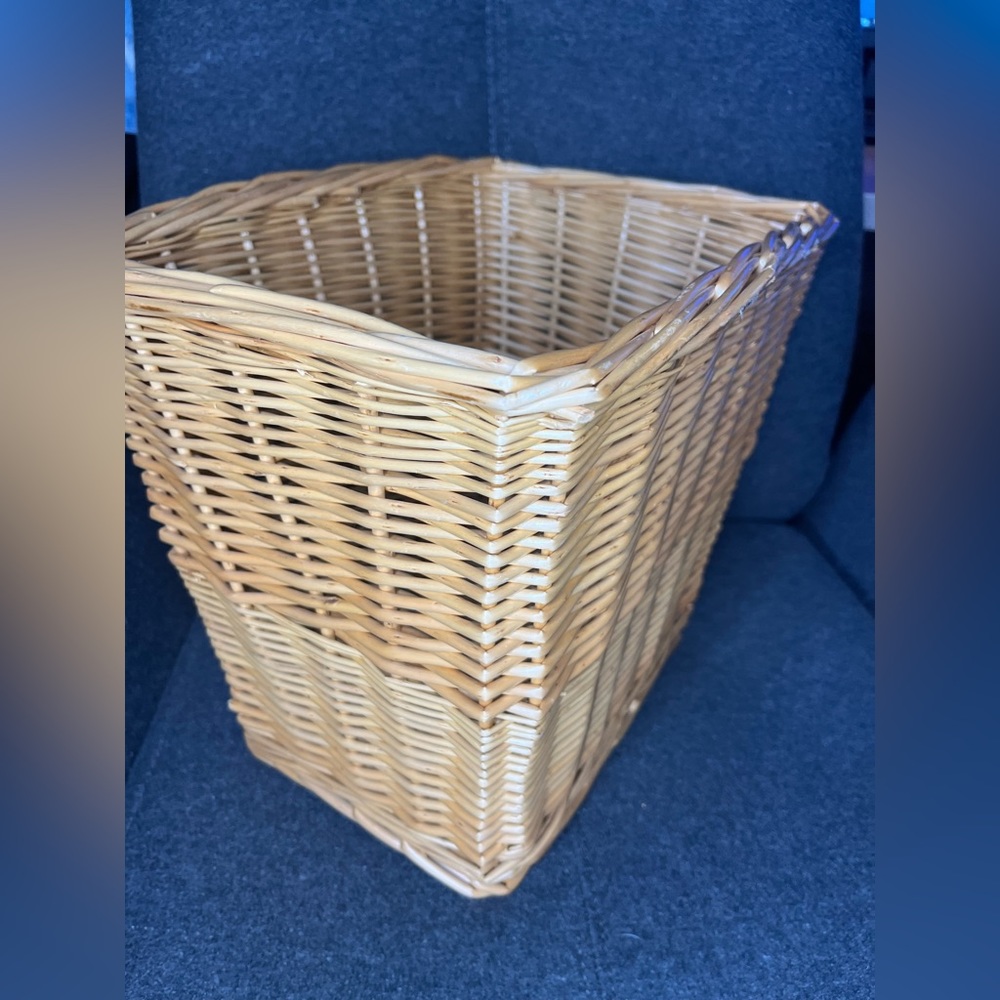 Square woven wooden storage basket